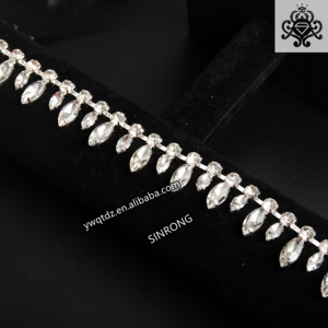 SINRONG 7x15mm <span class=keywords><strong>Marquise</strong></span> Chaîne En Métal Strass pour Canne Décoration Vêtements Accessoires Strass - Product Image 2