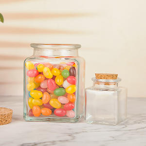 Pot carré en verre de 250ml avec couronne et <span class=keywords><strong>collier</strong></span> à bouchon à vis pour la manipulation de surface d'impression d'écran d'emballage de sucre - Product Image 1