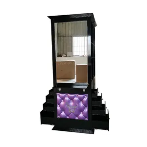 2024 Latest Luxury Hairdressing Makeup Styling Station in Black & Purple Salon Station for Hotel Use with 10-Year Warranty