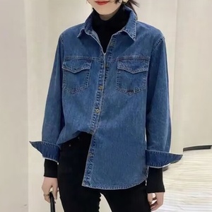 新しいファッションブルーデニムシャツカジュアルコート女性レディースブラウス & トップス - Product Image 3