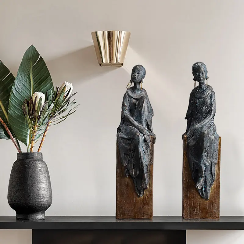 Decoración personalizada de escritorio para oficina, figura Africana antigua de estilo americano, artesanía de resina, decoración moderna para el hogar y la Oficina