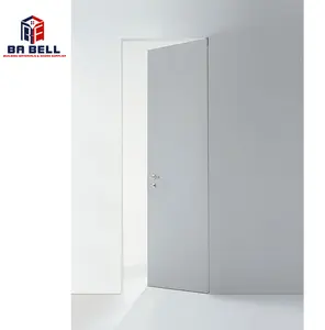 Hdf Door Skin White Waterproof Swing Custom Made Graphic Design Modern Wooden Polymer Simple Modern MDF Barbier Frameless Door