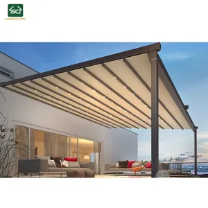 Modern Design Outdoor Patio Pergola PVC Waterproof Roof Cover Retractable awning for Commercial parking lot