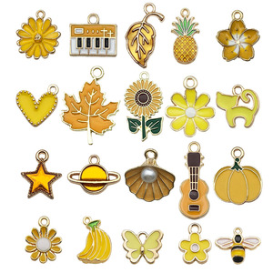 Dijes de aleación amarilla, 20 estilos, colgantes de flor, girasol y margarita para accesorios de joyería DIY, engaste de bisel de aleación de zinc unisex - Product Image 5