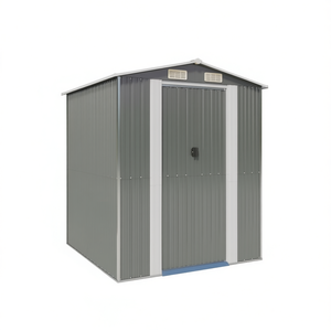 โรงเก็บของในสวนเหล็กชุบสังกะสีสีเทาอ่อน ขนาด 75.6x75.2x87.8 นิ้ว สำหรับจัดเก็บของ - Product Image 1