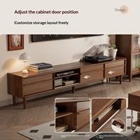 Meuble TV moderne en bois massif couleur noyer, console multimédia pour salon et salle à manger, centre de divertissement écologique