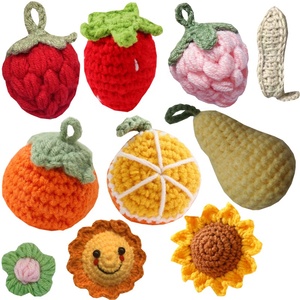 Offre Spéciale : Accessoires DIY en Crochet Tricoté – Ornements Amigurumi Faits Main en Laine : Fraise, Orange, Pomme, Tournesol - Product Image 1