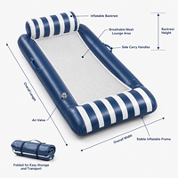 Bouée de piscine en maille pour adultes, chaise longue gonflable en PVC avec appui-tête et repose-pieds, design rayé, personnalisable OEM