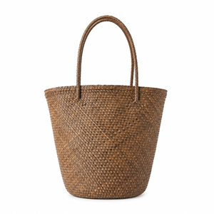 Eco-Friendly Solid Color Lontar <b>Straw</b> Tote <b>Bag</b>-Bohemian Style Open Closure Reusable for Summer Beach Travel & Shopping - Product Image 1