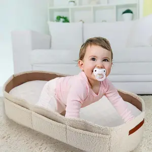 Wholesale Handmade Portable Teddy Velvet Felt Nursery Storage Diaper Basket Baby Changing Pad Basket For The Newborns