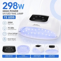 Sèche-ongles UV LED 298W 72 perles avec capteur automatique, lampe à gel à séchage rapide pour manucure en salon, lumière de photothérapie