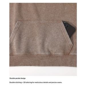 Sweat-shirt à col rond en coton batik vieilli personnalisé avec logo, couleur unie, ample, pour <span class=keywords><strong>homme</strong></span> et femme, 360g - Product Image 6