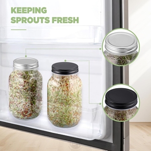 Set <span class=keywords><strong>di</strong></span> 2 Kit per Germogli con Barattoli Mason a Bocca Larga, Supporto in Bambù, Coperchio in Acciaio Inox - Ecologico e <span class=keywords><strong>di</strong></span> Grande Capacità per Conservazione <span class=keywords><strong>di</strong></span> Broccoli e Alimenti - Product Image 2