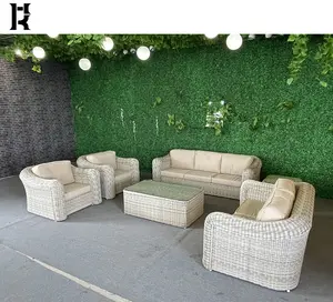 Verkauf gebrauchte Outdoor-Rattan Korb weide natürliche Terrassen möbel Sofa garnitur Garten Outdoor-Schnitte in Sofas im französischen Stil