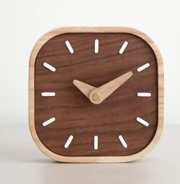 Black Walnut Solid Creative Clock Small Table Clock Bedroom Bedside Wooden Desk Clock