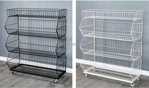 RH-BR600-5 scaffale di piccole dimensioni 600*450*1400mm 5 strati 600mm impilabile espositore per cestini in filo metallico - Product Image 5