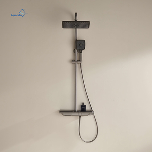 Robinetterie de salle de bain intelligente en laiton, ensemble de douche piano numérique, robinet cascade eau chaude et froide, système de douche pluie gris pour hôtels - Product Image 4