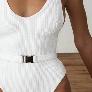 مايوه حريمي مثير قطعة واحدة بفتحة رقبة واسعة مايوه بحزام - Product Image 6