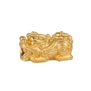 Accesorios de joyería artesanal con brillo de chorro de arena con cuentas de moda Ruyi Pixiu con cuentas de oro sólido de 24 quilates - Product Image 1