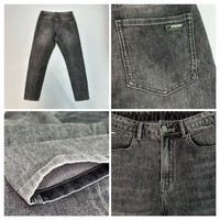 Jeans slim stretch premium pour hommes, taille mi-haute, en denim gris délavé, avec service d'échantillons en 7 jours pour les marques