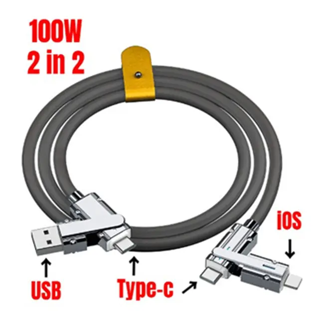 חם 2 ב 2 100w כבל USB מהיר USB עבור מטען נייד retractable huawei 4 ב 1 מיקרו USB סוג c כבל c