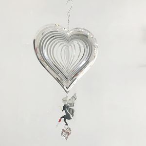 Amour en forme <span class=keywords><strong>de</strong></span> coeur avec ange pendentif carillon éolien jardin extérieur intérieur balcon paysage décoration vent cloche Sublimation Spinner - Product Image 6