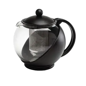 Чайник в форме полумесяца со съемным ситечком, чайник из боросиликатного стекла, фильтр из нержавеющей стали, подходит для посудомоечной машины