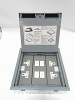 Organizador de Cables Modular a Prueba de Polvo con 4 Tomas de Corriente, Color Gris, Uso Comercial para Alfombras y Espacios de Oficina