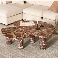 Dessus de table en marbre brun naturel au design moderne personnalisé Table basse combinée en marbre de pierre Table basse en marbre de pierre