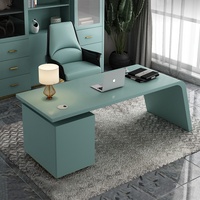 Bureau de direction moderne et simple en forme de L, en bois vert, marque ML, mobilier de luxe