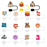 Embouts de paille inspirants chrétiens, couvre-pailles en PVC avec citation religieuse sur Jésus, bouchons de paille en silicone religieux pour accessoires de gobelets