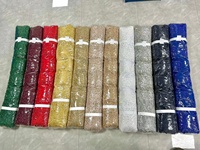 Tissu en dentelle tissée de haute qualité, lourdement orné de perles et de sequins, brodé pour robes de mariée et usage en confection de jouets.