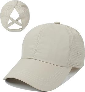 Gorra de Béisbol Unisex de 6 Paneles Estilo Cruzada con Ranura para Cola de Caballo, Bordado a Mano, Estilo Desgastado, Lona de Algodón 100% Común, Cierre con Hebilla Metálica - Product Image 4