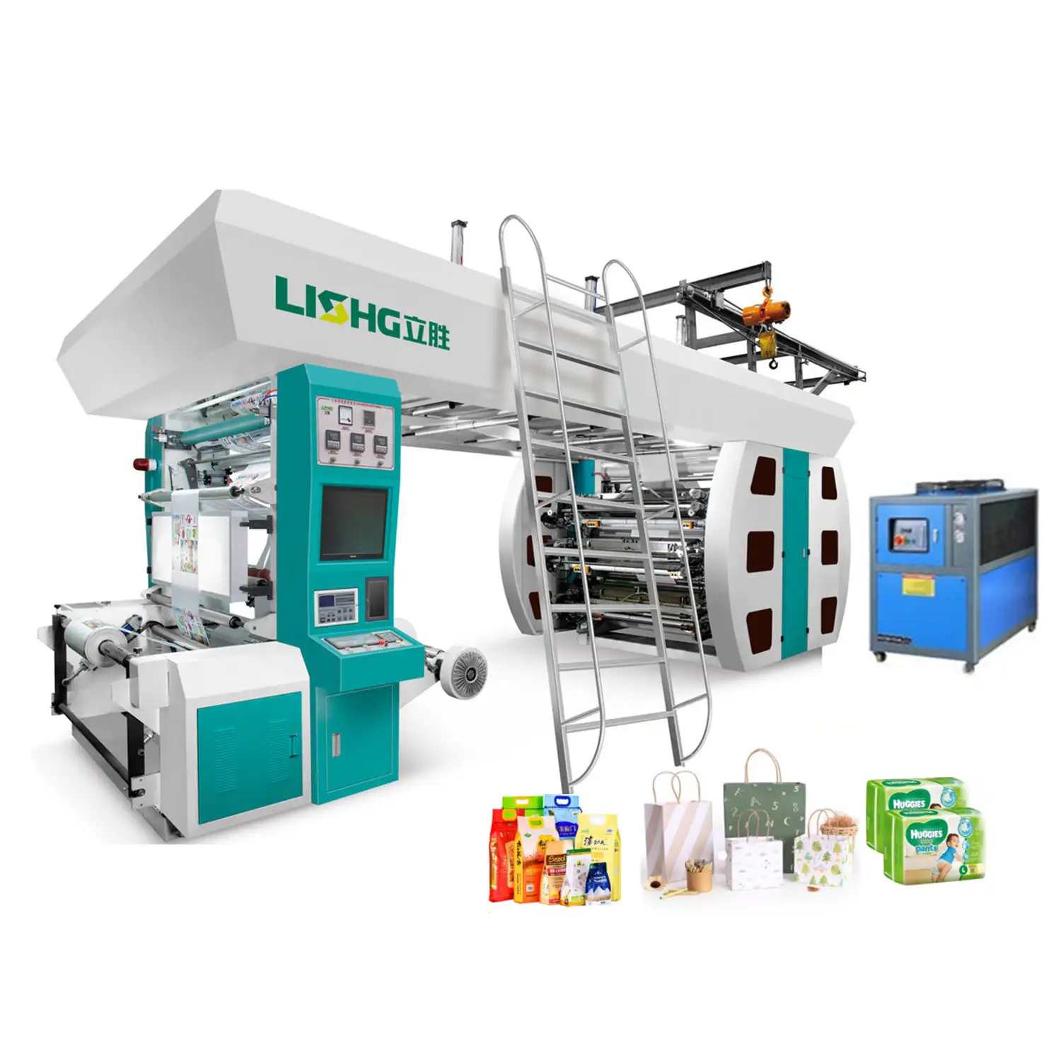 6 colors central drum flexographic printing press machines price for baby diaper, paper, non-woven and plastic film printing
