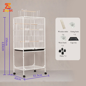 Cage à oiseaux en métal durable anti-corrosion améliorée avec <span class=keywords><strong>poulie</strong></span> pratique et étagère inférieure pour perroquets - Product Image 6