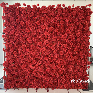 L-FW Vente en gros de feuilles vertes artificielles en soie 3D, fausses fleurs d'hortensia, de pivoine et de rose pour décoration murale de mariage - Product Image 6