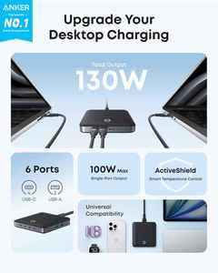 Anker Nano USB C 6-Port Charging <b>Station</b> With 4 USB-C and 2 USB-A Ports Ultra-fast 130W Output A2155 Anker Nano - Product Image 4
