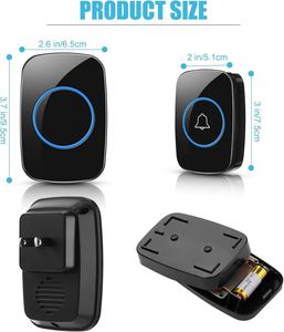 1T2 60 Ring Tones & 5 Volume Levels Apartment Entry Door Alert AA <b>Battery</b> Powered Digital Doorbell Kit 2 Receivers Modern Design - Product Image 2