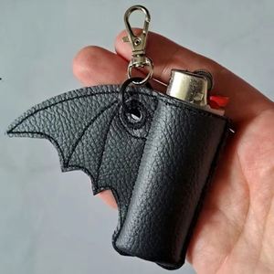 Faux Leather Punk Style Bat Shape <b>Lighter</b> Case Creative <b>Lighter</b> Protector with Wing Portable <b>Lighter</b> Holder with Keychain - Product Image 1