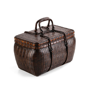 New bamboo woven summer dream lacquer tea set <b>storage</b> box, bamboo woven hand-held tea set, bamboo products, bamboo <b>basket</b>, - Product Image 4