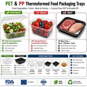 Barquette thermoformée personnalisée en PP/PET pour fruits <span class=keywords><strong>de</strong></span> <span class=keywords><strong>mer</strong></span>, qualité alimentaire, jetable, recyclable, pour crevettes fraîches en supermarché - Product Image 3