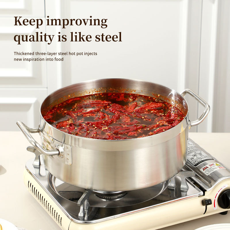 Durable Stainless Steel Kitchenware with Modern Design, Multifunctional Hotpot and Soup Pot, Food-grade Cooking Utensils · image 3