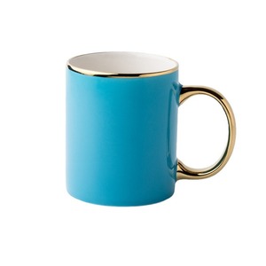 Mug en céramique avec couvercle et cuillère, bord doré électrolytique, logo personnalisé, cadeaux d'affaires - Product Image 2