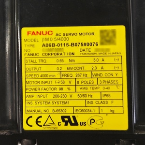 A06B-2115-B075 # อุปกรณ์เสริมระบบเครื่องจักร FANUC ของแท้ มอเตอร์ใหม่เอี่ยม พร้อมการรับประกันหนึ่งปี - Product Image 1
