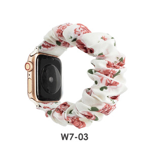 Apple Watch用38/42mm 40/44mm弾性ファブリックバンドブレスレット女性人気フラワープリントシュシュウォッチストラップ - Product Image 5