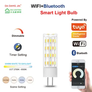 Lumière LED intelligente Petite ampoule intelligente sans fil Wifi + Bluetooth Control G4 G9 4W Dimmable 2700-6500k Tuya