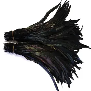 Atacado preço 12-14 "dyed black rooster tail feathers