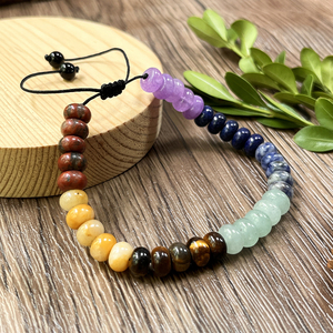 Hand-woven 7-color Chakra Abacus Bead <strong>Bracelet</strong> With Amethyst &amp; Lapis Lazuli Grounding Protection Resist Negative Emotions