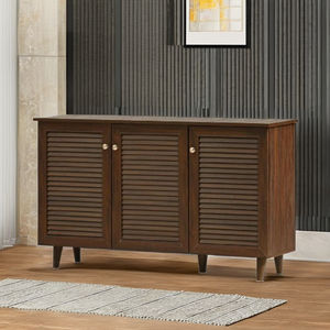 Scarpiera Moderna Marrone in Legno a 3 Ante con Design a Persiana, Elegante Organizzatore per Scarpe da Ingresso e Soggiorno 2026 - Product Image 1