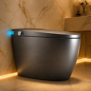 Inodoro Inteligente Gris Mate de Una Pieza, Alargado, Sin Tanque, con Descarga Automática, Bidé, Asiento con Calefacción, Pantalla LED, WC Inteligente para Baño - Product Image 2
